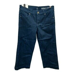 NEW YORK & COMPANY Dark Wash Stretch Denim Low Rise Wide Leg Crop Women Sz 2 NWT